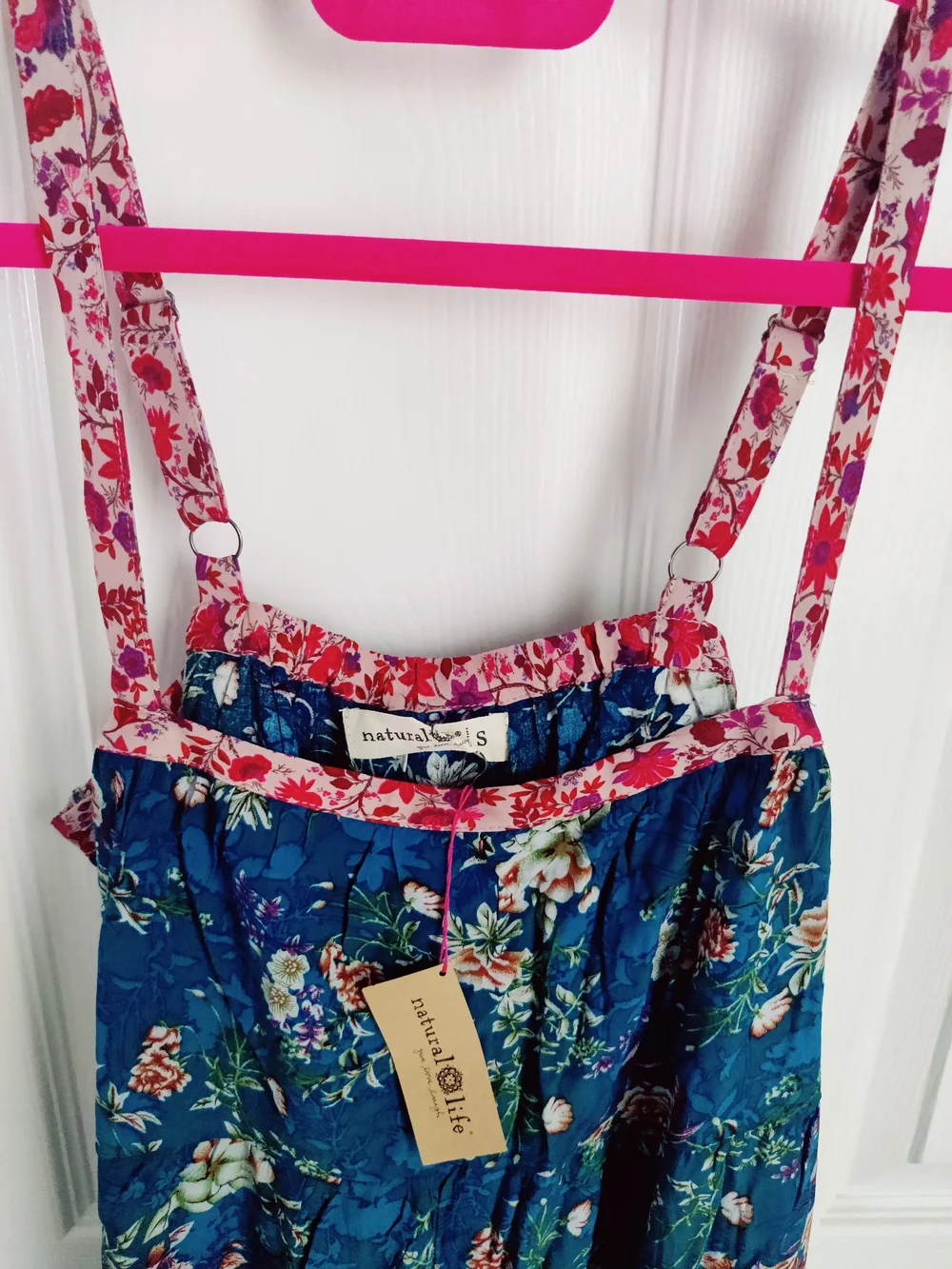 NATURAL LIFE Teal Floral Wide-Leg Smocked Jumpsuit - Picture 5 of 5